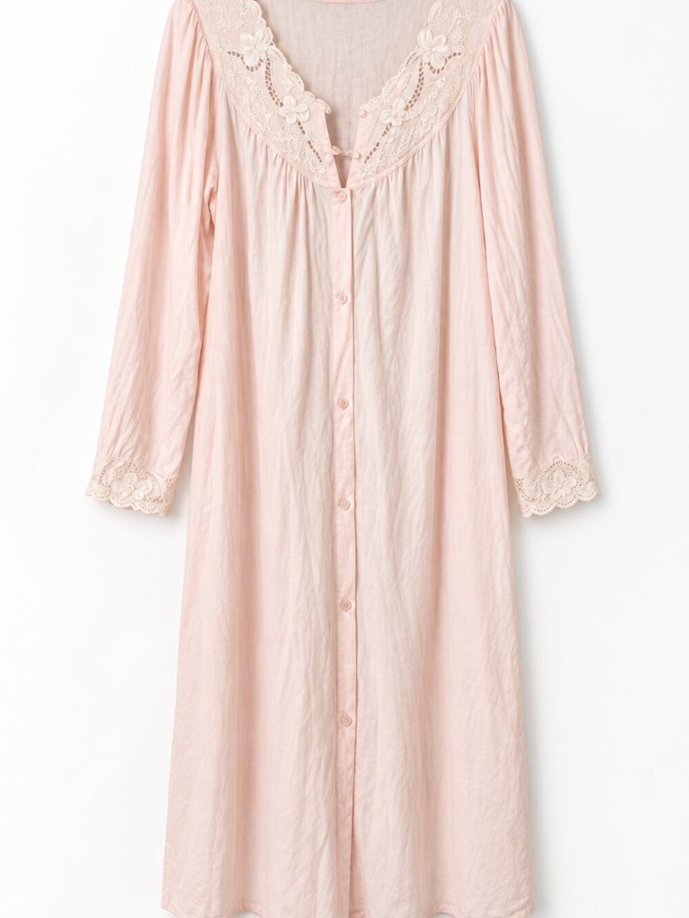 Shadowline Pink Nightgown L Vintage Grandmacore Embroidered Maxi